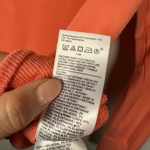 Athleta Orange V Neck Long Sleeve Shirt Women's Medium - Picture 5 of 6